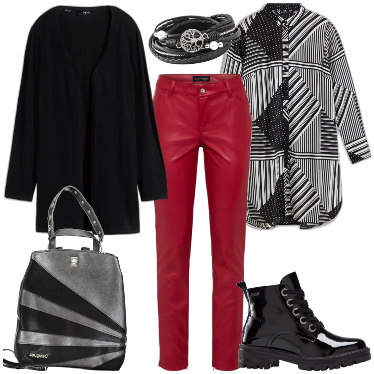 Outfit donna - Total look #1865980. Stile Casual per Tutti i giorni. Abbinamento con cardigans, braccialetti, pantaloni, stivaletti, camicie, zaini.