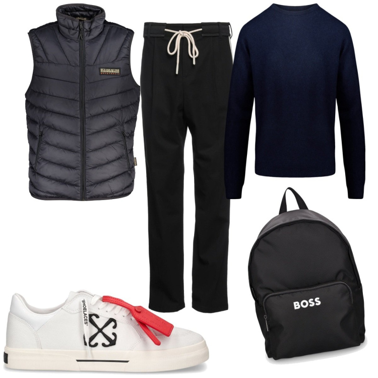 Outfit uomo - Total look #1865997. Stile Casual per Tutti i giorni. Abbinamento con pantaloni, maglieria, borse sportive, giacche, sneakers.