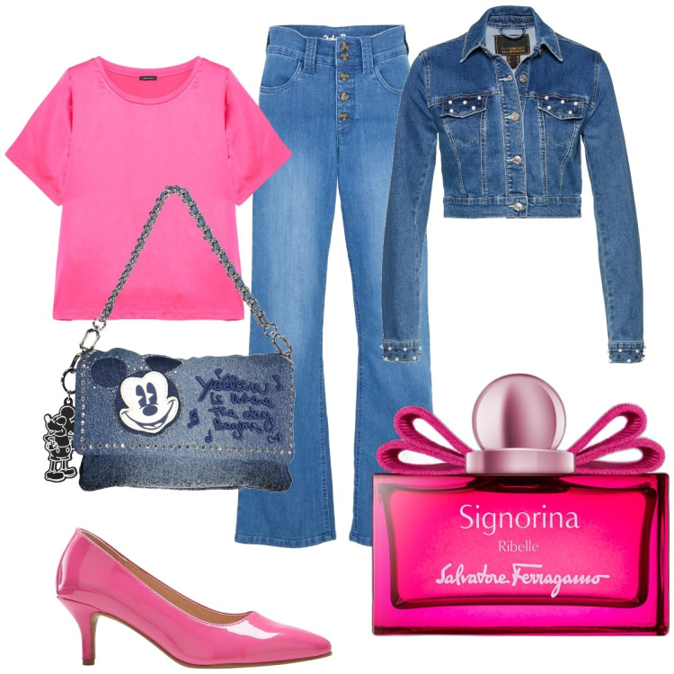 Outfit donna - Total look #1866053. Stile Vintage retrò per Serata fuori. Abbinamento con jeans dritti, décolleté, blazer, profumi, bluse, borse a spalla.