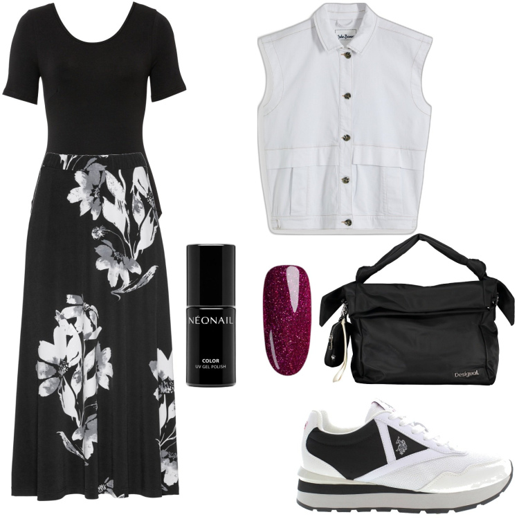 Outfit donna - Total look #1866157. Stile Basic per Tutti i giorni. Abbinamento con body, gonne, gilet, smalti, scarpe sportive, borse a spalla.