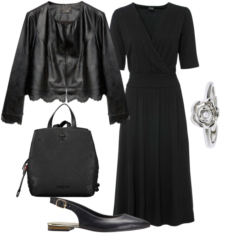 Outfit donna - Total look #1866287. Stile Casual per Tutti i giorni. Abbinamento con ballerine, vestiti, blazer, anelli, zaini.