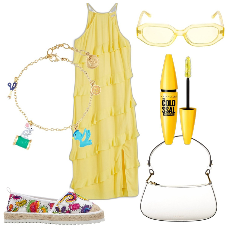 Outfit donna - Total look #1866458. Stile Basic per Tutti i giorni. Abbinamento con espadrillas, vestiti lunghi, braccialetti, mascara, borse a spalla, occhiali da sole.