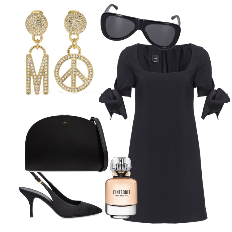 Outfit donna - Gli orecchini creano il look. Stile Glamour per Serata fuori. Abbinamento con profumi, vestiti corti, décolleté, occhiali da sole, orecchini, clutch.