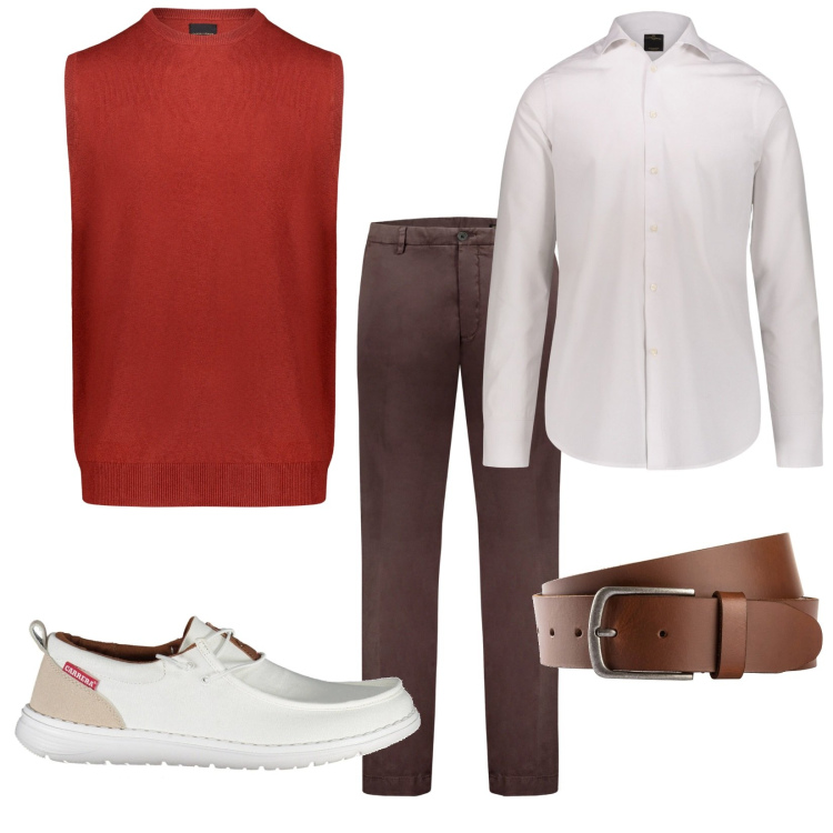 Outfit uomo - A cena fuori. Stile Business/Elegante per Serata speciale. Abbinamento con cinture, pantaloni, gilet, camicie, scarpe stringate.