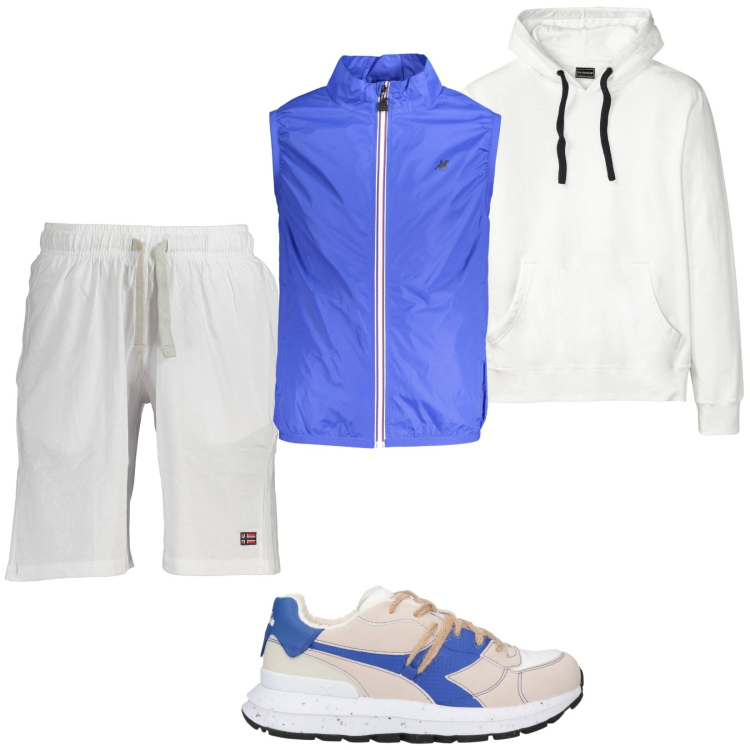 Outfit uomo - Total look #1866890. Stile Casual per Sport. Abbinamento con felpe con cappuccio, sneakers, bermuda, giacche.