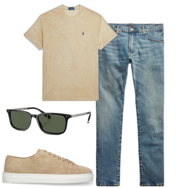 Outfit uomo - Total look #1867175. Stile Casual per Tutti i giorni. Abbinamento con jeans, occhiali da sole, t-shirt, sneakers.