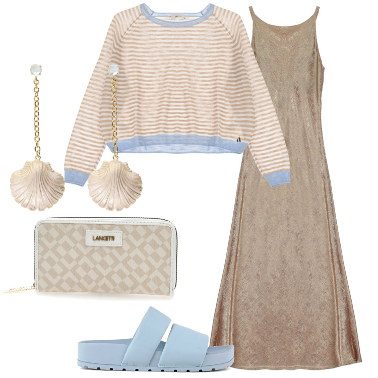 Outfit donna - Dixie - 5241. Stile Casual chic per Serata fuori. Abbinamento con vestiti lunghi, pullovers, orecchini, ciabatte, portafogli.