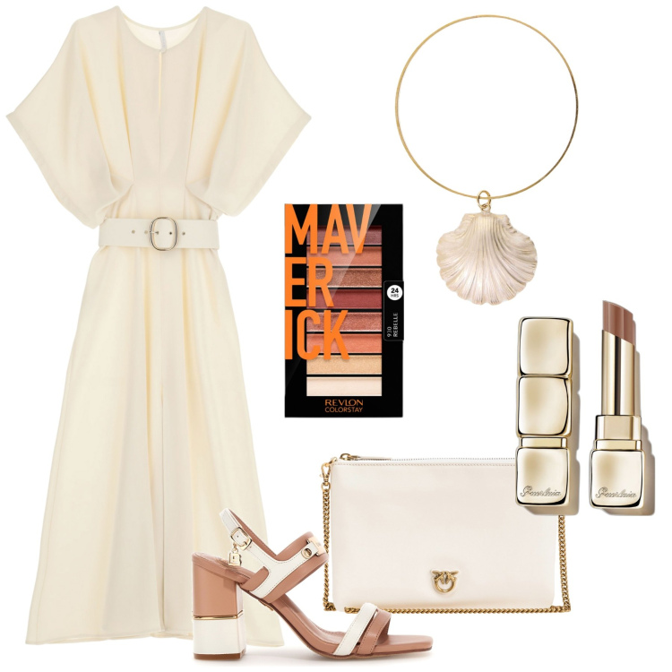 Outfit donna - Total look #1867279. Stile Glamour per Cerimonia. Abbinamento con rossetti, ombretti, borse a tracolla, vestiti midi/longuette, braccialetti, sandali col tacco.