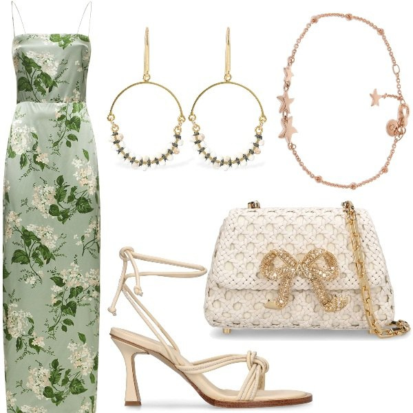 Outfit donna - LUISAVIAROMA - New season, new you!. Stile Glamour per Cerimonia. Abbinamento con borse a spalla, vestiti, braccialetti, orecchini, sandali in pelle.