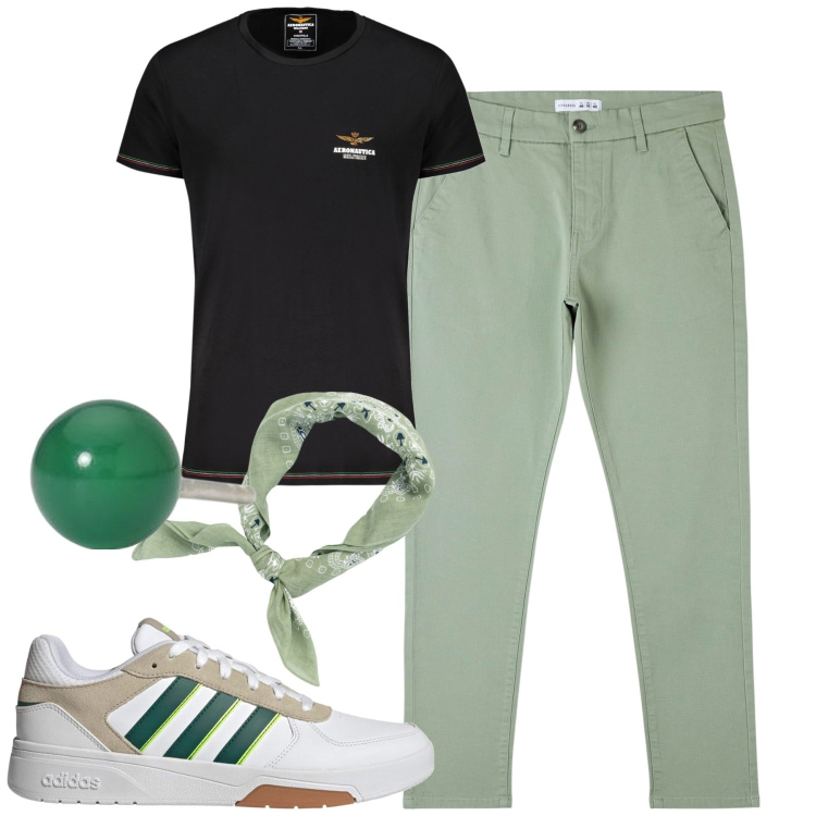 Outfit uomo - Total look #1867893. Stile Casual per Tutti i giorni. Abbinamento con pantaloni skinny, orecchini, sneakers, sciarpe e foulard, t-shirt.
