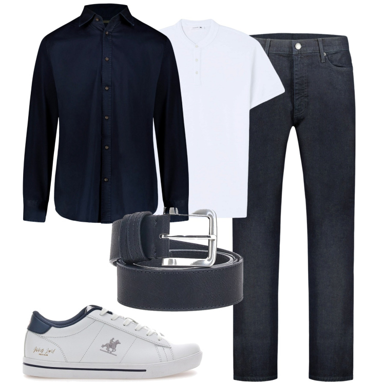 Outfit uomo - City. Stile Casual per Tutti i giorni. Abbinamento con t-shirt, jeans, camicie, sneakers, cinture.