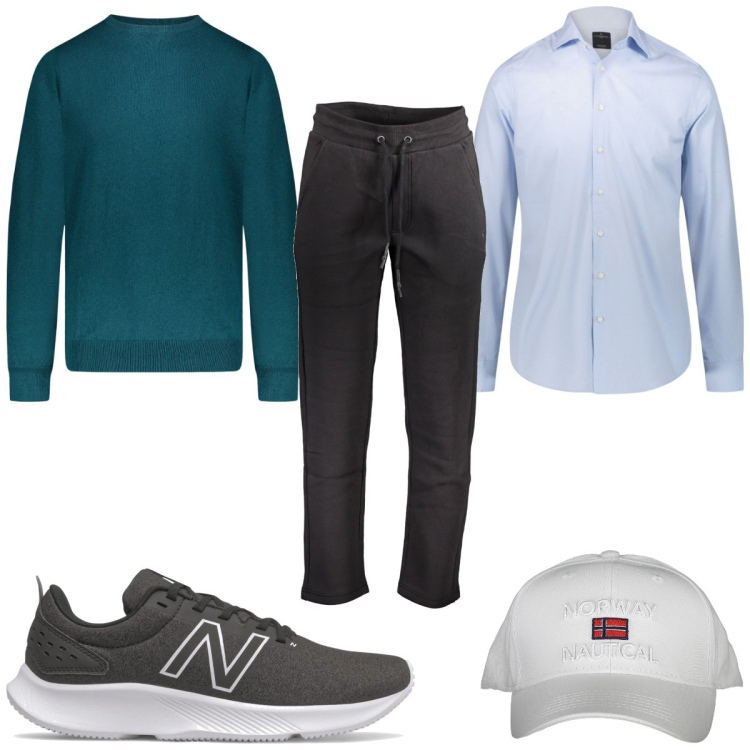 Outfit uomo - Total look #1868211. Stile Trendy per Tutti i giorni. Abbinamento con sneakers, camicie, maglieria, pantaloni, cappelli con visiera.