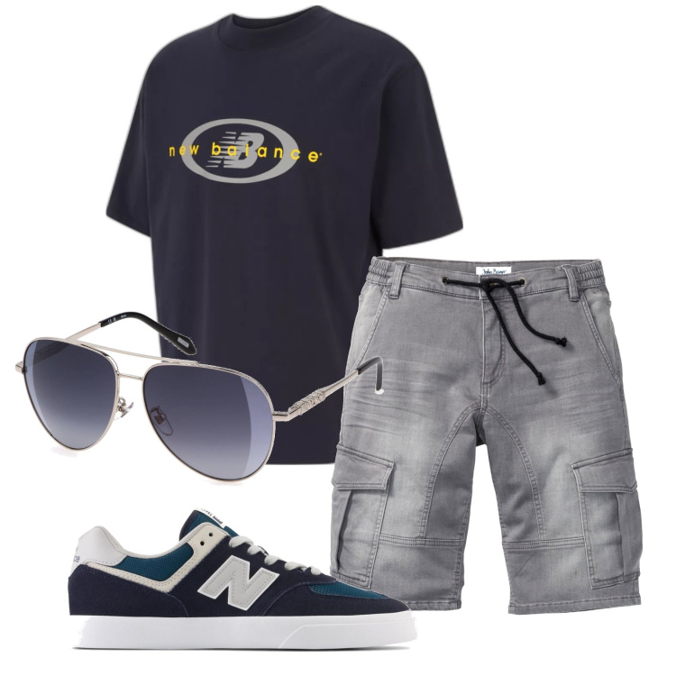 Outfit uomo - Total look #1868478. Stile Casual per Tutti i giorni. Abbinamento con bermuda, sneakers, t-shirt, occhiali da sole.