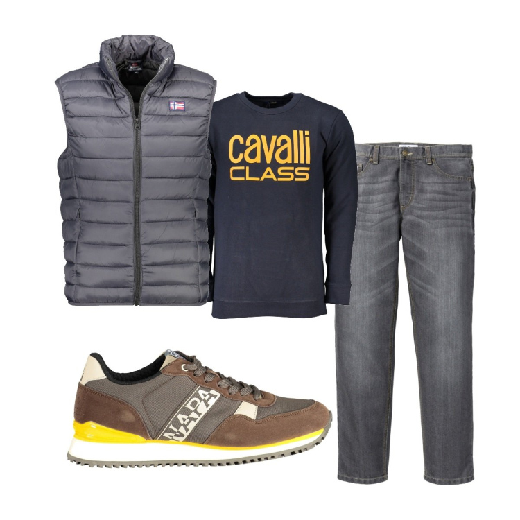 Outfit uomo - Total look #1868627. Stile Casual per Tutti i giorni. Abbinamento con jeans dritti, giacche, scarpe sportive, felpe.