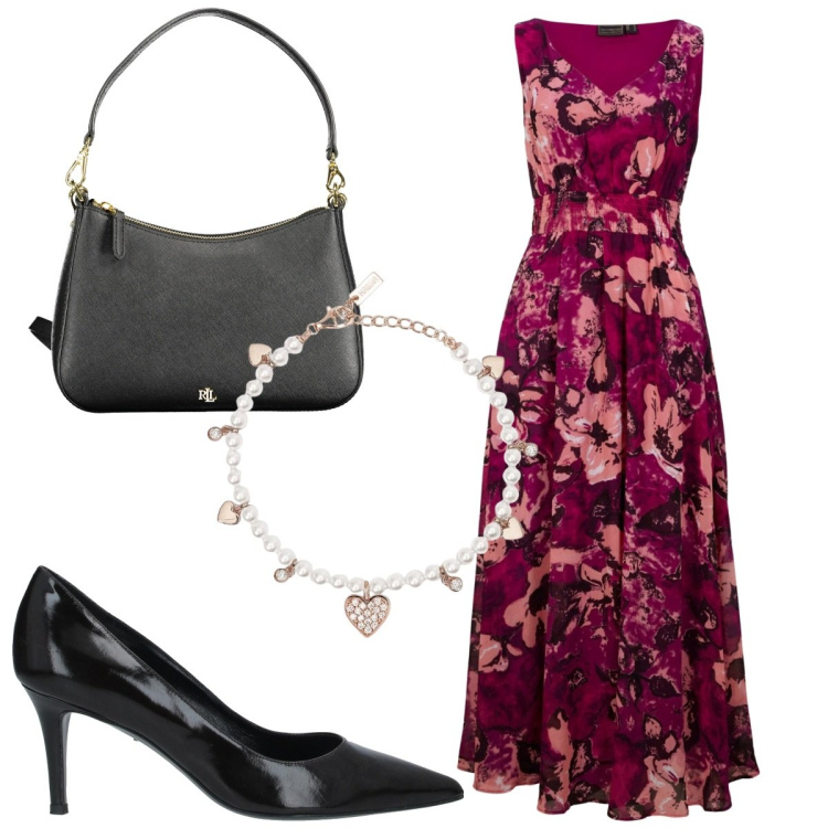 Outfit donna - Total look #1868787. Stile Romantica per Cerimonia. Abbinamento con vestiti lunghi, décolleté, braccialetti, borse a spalla.