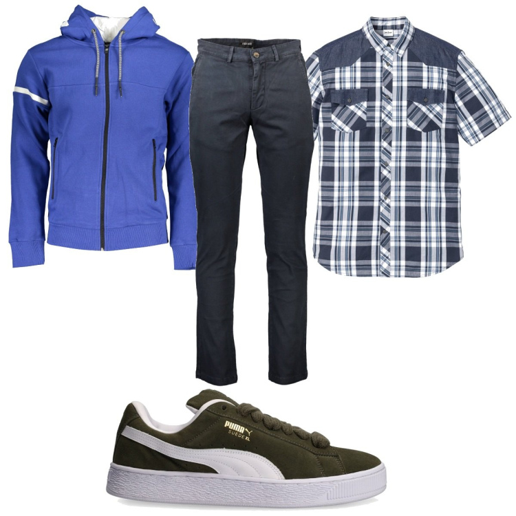 Outfit uomo - Total look #1868844. Stile Casual per Tutti i giorni. Abbinamento con camicie a manica corta, sneakers, pantaloni, felpe con cappuccio.