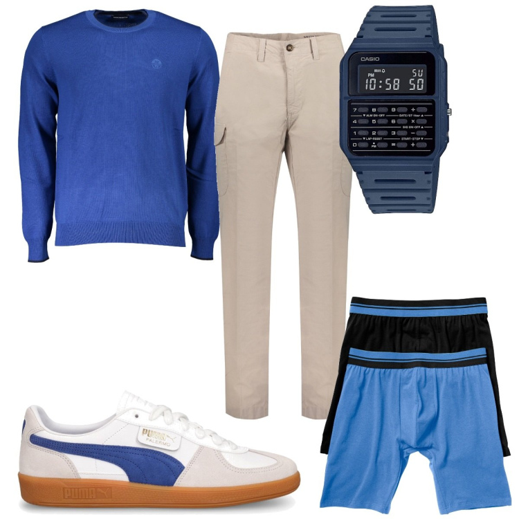 Outfit uomo - Total look #1868940. Stile Trendy per Tutti i giorni. Abbinamento con boxer, orologi, sneakers, pantaloni, maglieria.