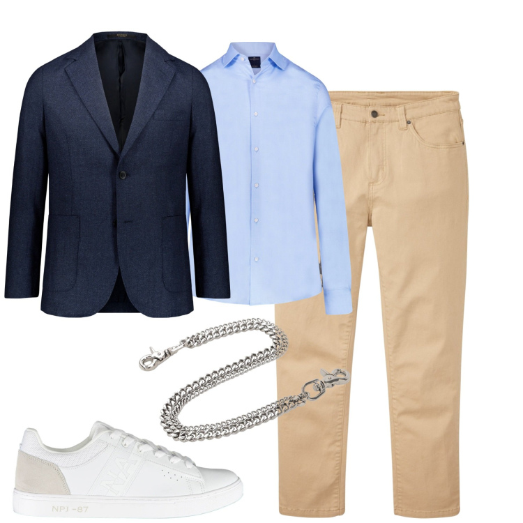 Outfit uomo - Business casual. Stile Casual per Tutti i giorni. Abbinamento con pantaloni, giacche, camicie, scarpe sportive, orologi.