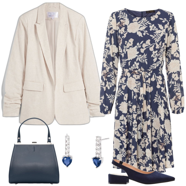 Outfit donna - Total look #1868951. Stile Bon Ton per Serata fuori. Abbinamento con vestiti, décolleté, blazer, orecchini, clutch.
