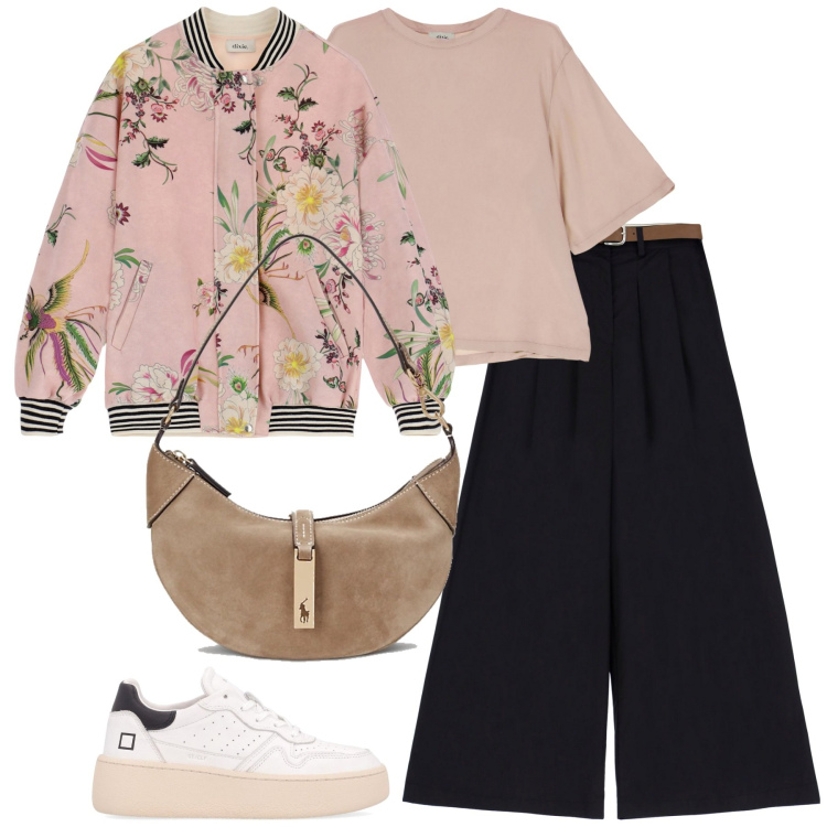 Outfit donna - Dixie Venice City Guide. Stile Casual chic per Tutti i giorni. Abbinamento con borse a spalla, pantaloni a palazzo, t-shirt, blazer, sneakers.