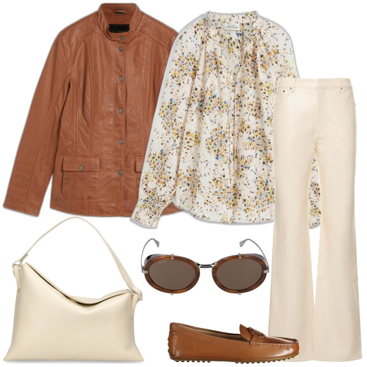 Outfit donna - Total look #1869108. Stile Casual chic per Tutti i giorni. Abbinamento con blazer, tuniche, mocassini, pantaloni, borse a spalla, occhiali da sole.