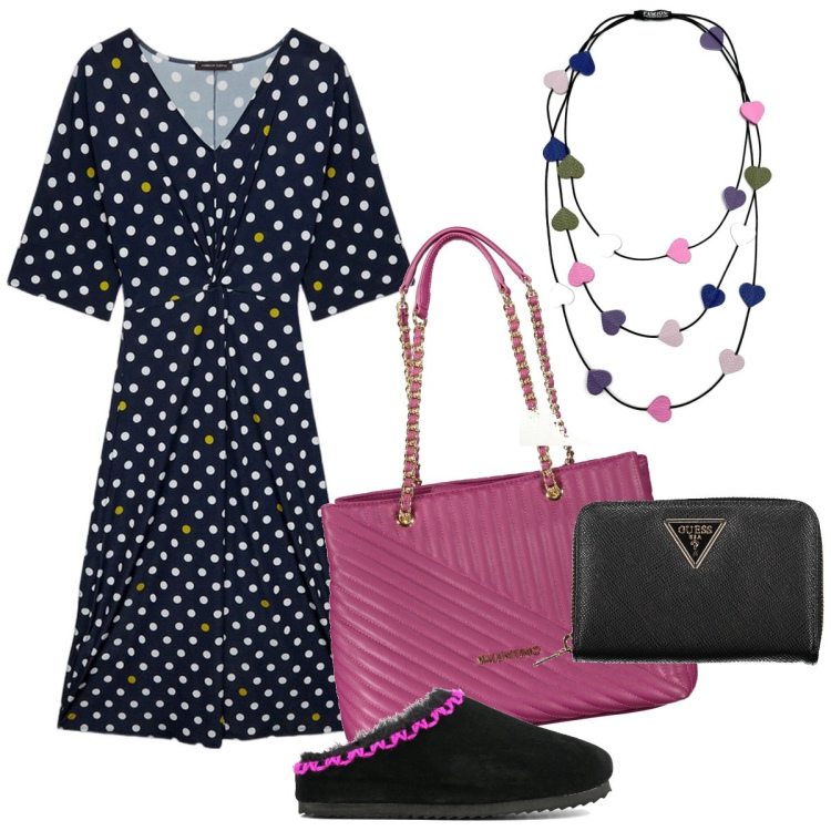 Outfit donna - Regali per la festa della mamma. Stile Casual chic per Tutti i giorni. Abbinamento con collane, sabot, borse a spalla, vestiti, portafogli.