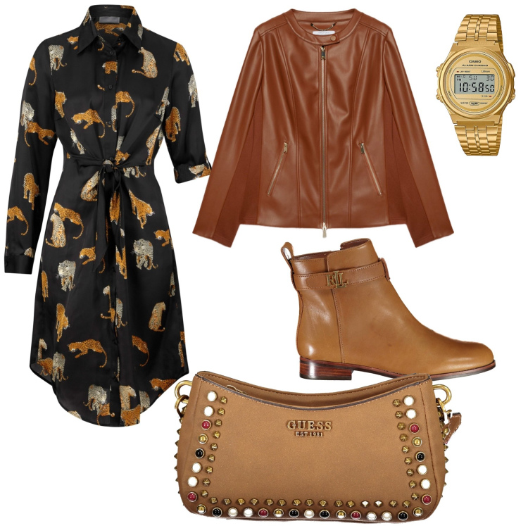 Outfit donna - Sfumature marroni everytime. Stile Casual chic per Tutti i giorni. Abbinamento con vestiti chemisier, orologi, borse a spalla, blazer, stivali.