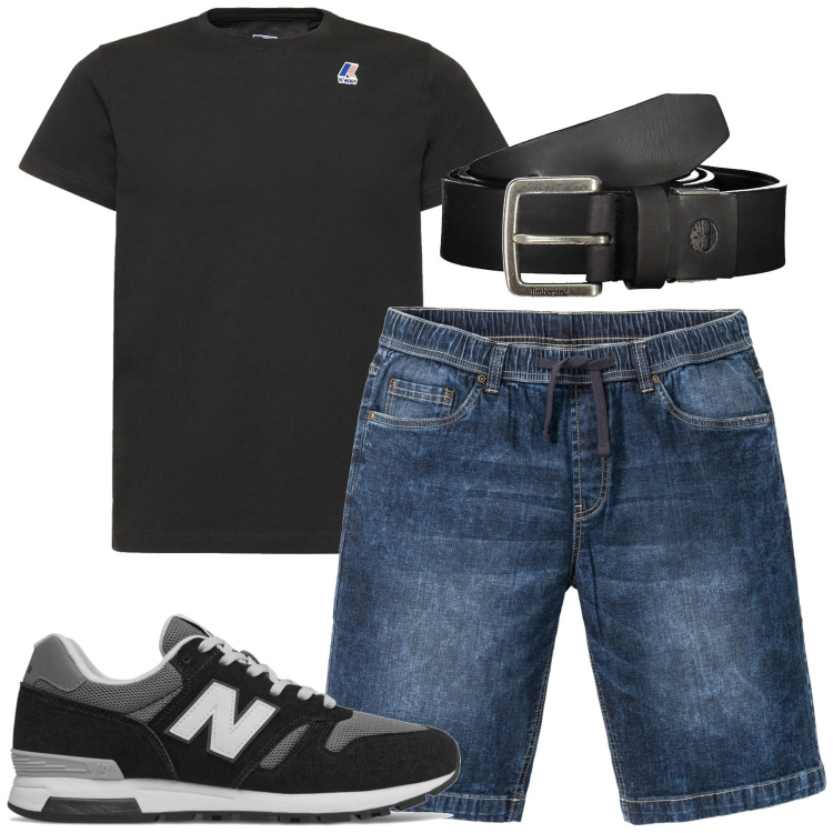 Outfit uomo - Simply casual. Stile Casual per Tutti i giorni. Abbinamento con bermuda, sneakers, cinture, t-shirt.
