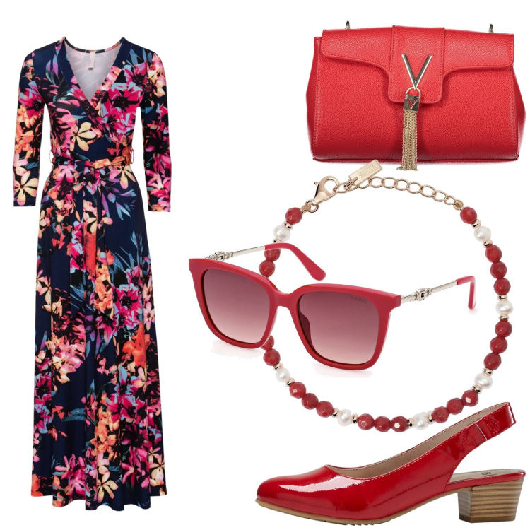 Outfit donna - Total look #1869403. Stile Minimal per Cerimonia. Abbinamento con décolleté, vestiti lunghi, braccialetti, occhiali da sole, borse a tracolla.