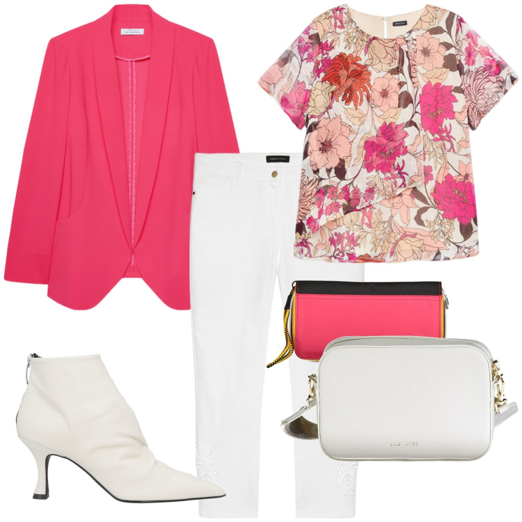 Outfit donna - Giacca ovunque. Stile Casual per Tutti i giorni. Abbinamento con stivaletti, borse a tracolla, blazer, bluse, pantaloni skinny, portafogli.