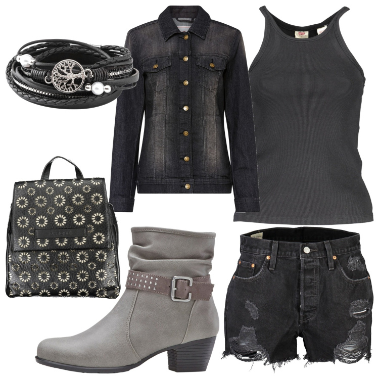 Outfit donna - Jeans passion. Stile Casual per Tutti i giorni. Abbinamento con stivaletti, braccialetti, blazer, zaini, pantaloni, camicie.