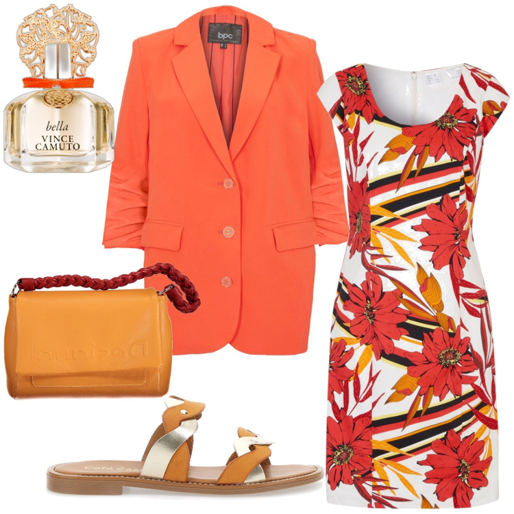 Outfit donna - In giacca lunga. Stile Casual chic per Tutti i giorni. Abbinamento con vestiti a tubino, blazer, profumi, ciabatte, borse a spalla.