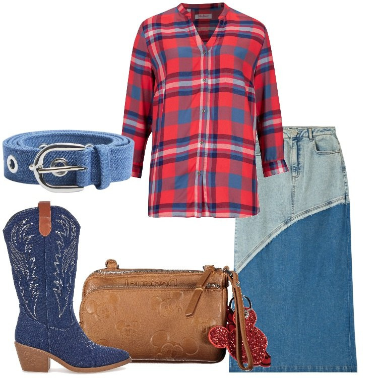 Outfit donna - Cowgirl. Stile Etnico per Tutti i giorni. Abbinamento con camicie, gonne lunghe, cinture, collane, stivali.