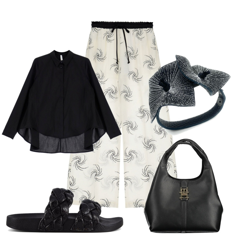 Outfit donna - Braccialetto particolare. Stile Urban per Tutti i giorni. Abbinamento con braccialetti, pantaloni, camicie, ciabatte, borse a tracolla.