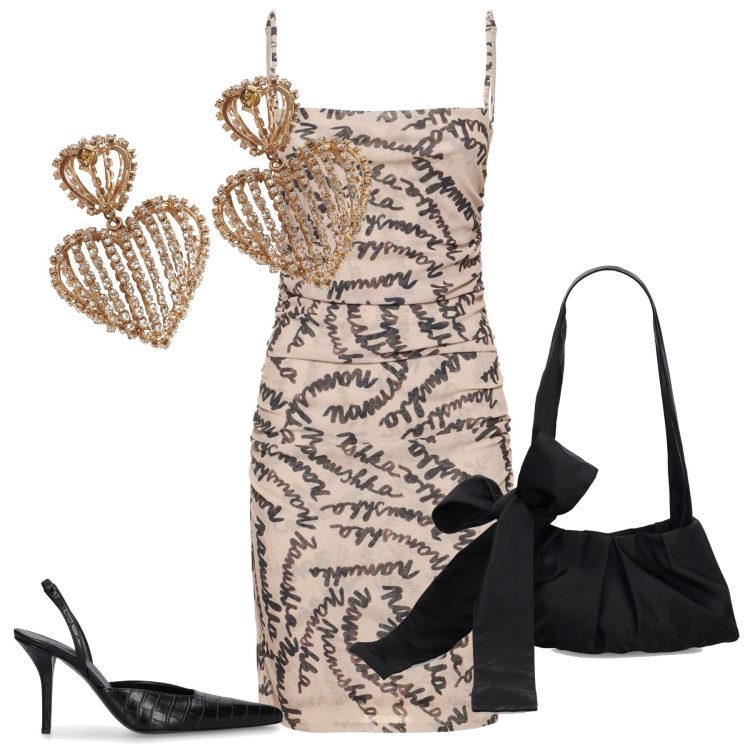 Outfit donna - Maggio. Stile Trendy per Cerimonia. Abbinamento con borse a spalla, vestiti, décolleté, orecchini.