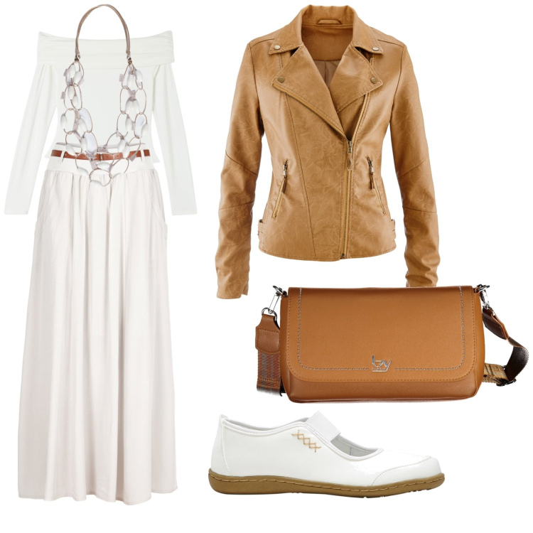 Outfit donna - Il mio stile Boho per la primavera. Stile Boho per Scuola/Università. Abbinamento con ballerine, gonne lunghe, blazer, body, borse a spalla, collane.