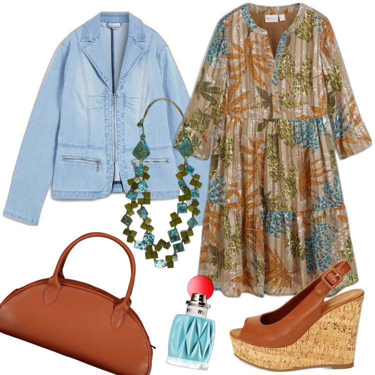 Outfit donna - Giacca primaverile. Stile Casual chic per Tutti i giorni. Abbinamento con blazer, vestiti, profumi, zeppe, borse a spalla, collane.