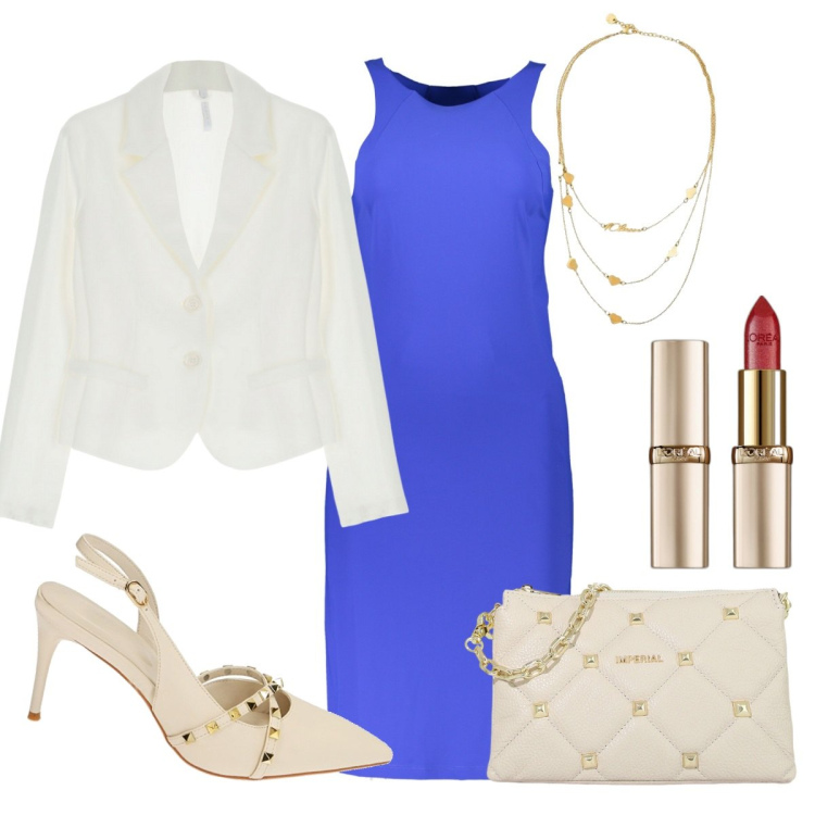 Outfit donna - Auguri Mamma. Stile Bon Ton per Cerimonia. Abbinamento con collane, rossetti, pochette, blazer, décolleté, vestiti lunghi.