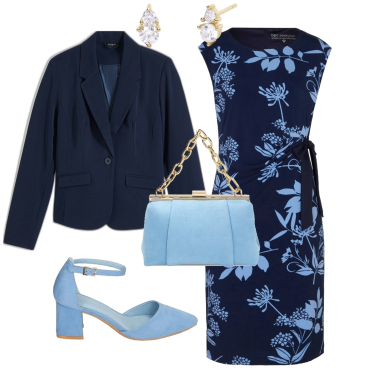 Outfit donna - Chic cerimonia evento serata. Stile Chic per Cerimonia. Abbinamento con blazer, vestiti, orecchini, borse a spalla, décolleté.
