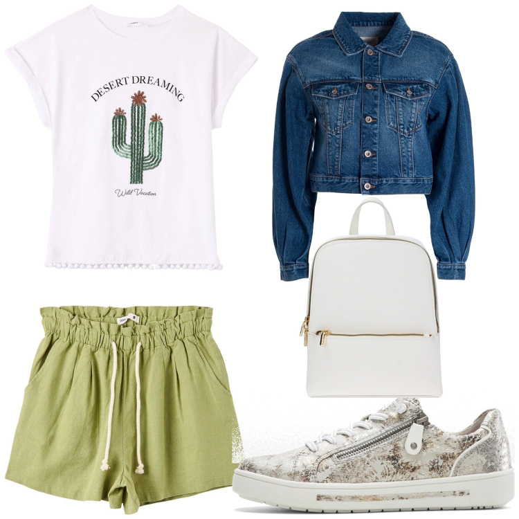 Outfit donna - A me piace. Stile Casual chic per Tutti i giorni. Abbinamento con sneakers, shorts, t-shirt, giacche, zaini.