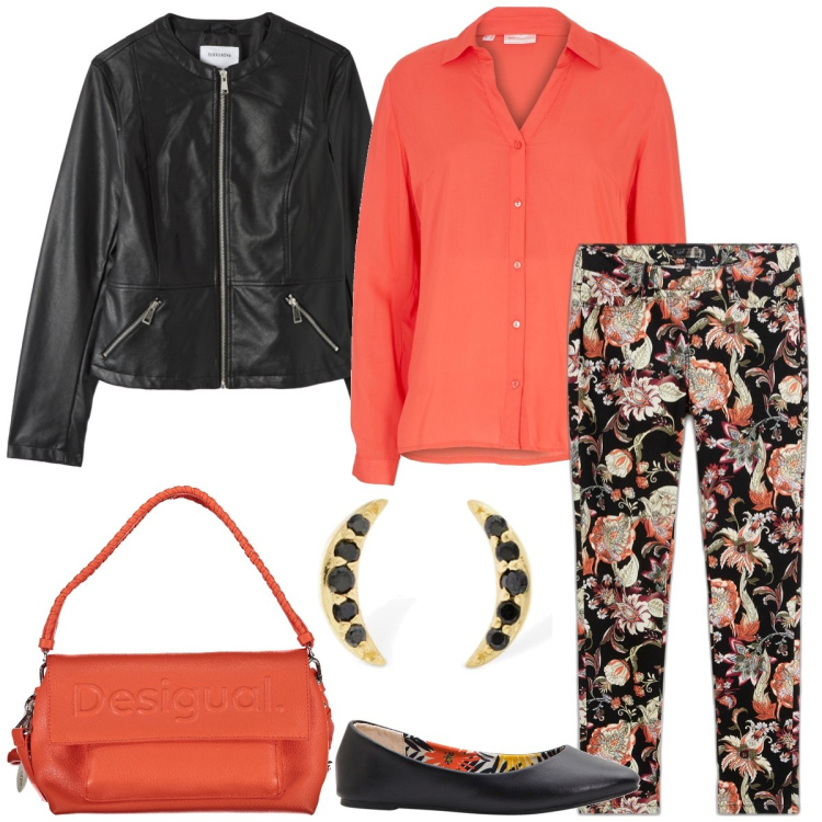 Outfit donna - Ufficio. Stile Casual chic per Ufficio. Abbinamento con ballerine, pantaloni, camicie, blazer, borse a spalla, orecchini.