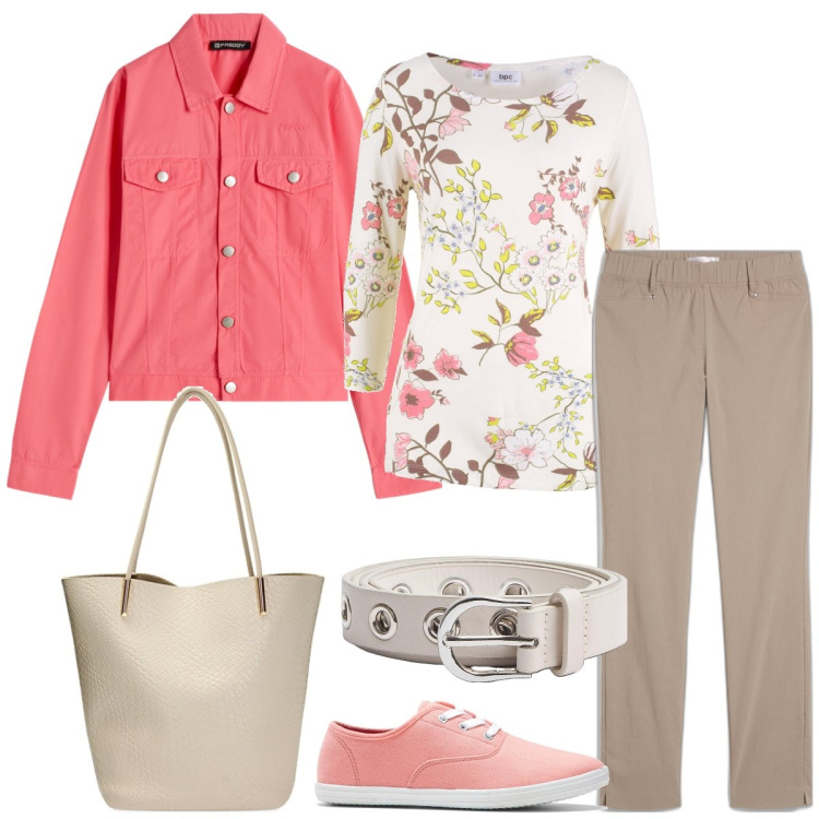 Outfit donna - Dinamica. Stile Casual per Scuola/Università. Abbinamento con pantaloni, maglieria, sneakers, cinture, blazer, borse a spalla.