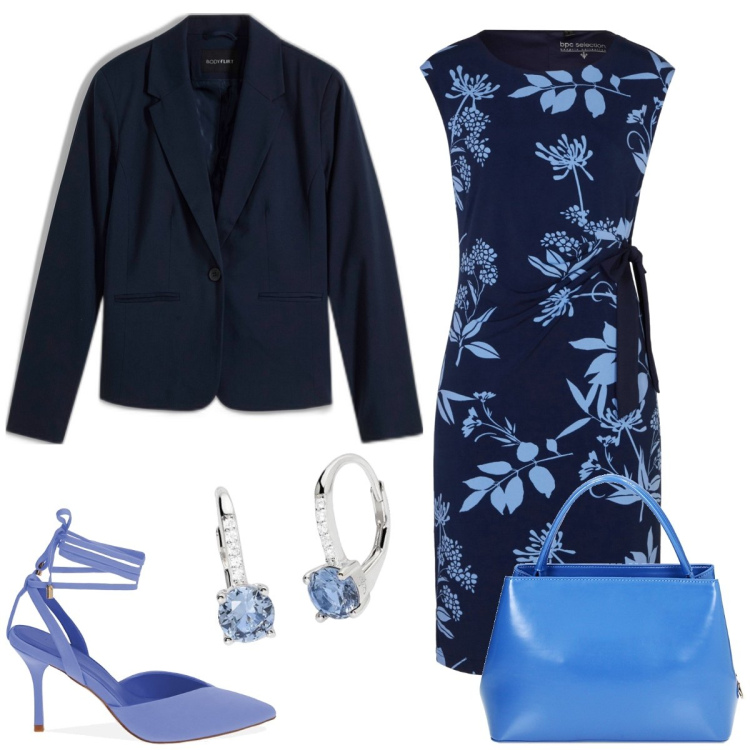 Outfit donna - Cerimonia. Stile Chic per Cerimonia. Abbinamento con blazer, vestiti, orecchini, borse a mano, décolleté.