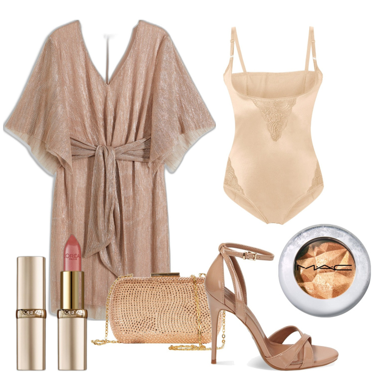 Outfit donna - Total look #1871183. Stile Chic per Cerimonia. Abbinamento con body, vestiti, rossetti, ombretti, clutch, sandali col tacco.