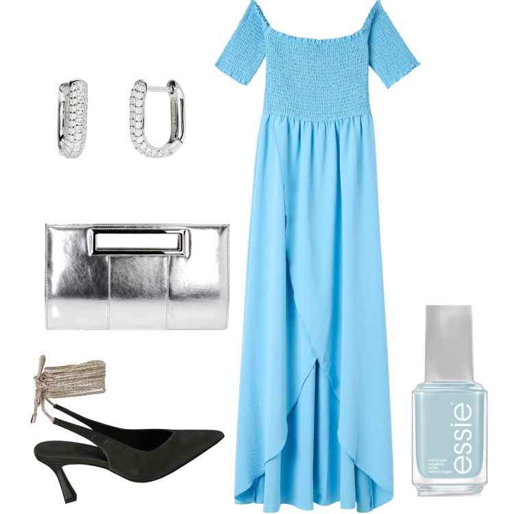 Outfit donna - Il matrimonio di sabato. Stile Chic per Cerimonia. Abbinamento con smalti, vestiti lunghi, orecchini, pochette, décolleté.
