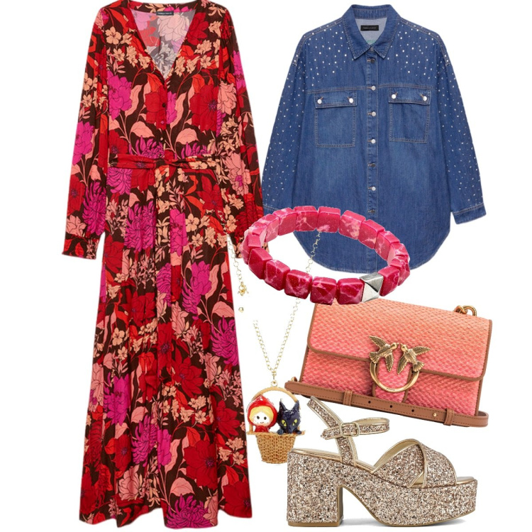 Outfit donna - Boho-chic sopra la 50. Stile Boho per Tutti i giorni. Abbinamento con collane, braccialetti, vestiti lunghi, camicie, borse a tracolla, sandali.
