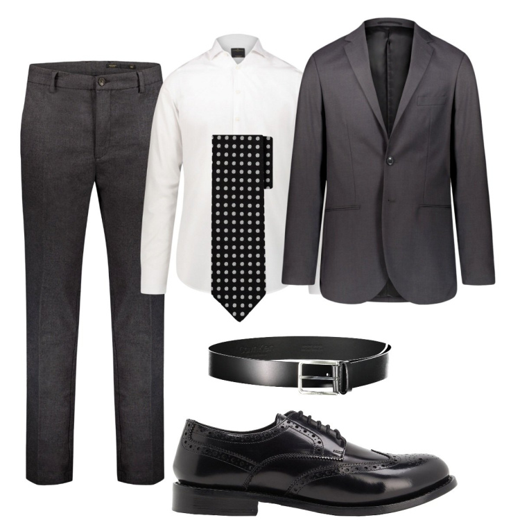 Outfit uomo - Elegante e chic alla cerimonia. Stile Business/Elegante per Cerimonia. Abbinamento con scarpe stringate, camicie, cravatte, giacche, pantaloni, cinture.