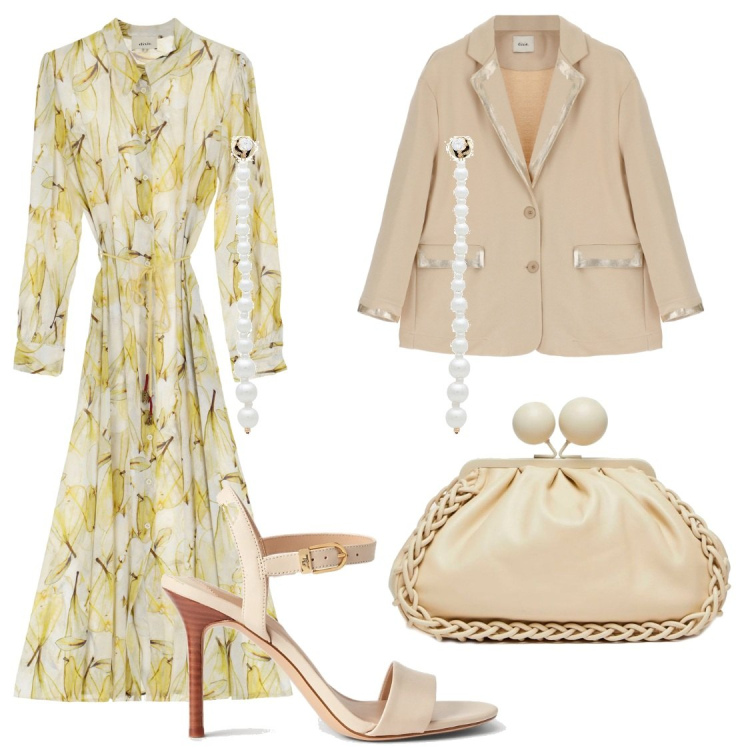 Outfit donna - Dixie Venice city guide. Stile Chic per Tutti i giorni. Abbinamento con orecchini, vestiti midi/longuette, blazer, sandali in pelle, clutch.