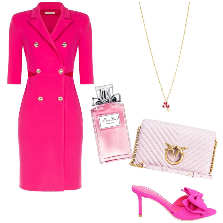 Outfit donna - Total look #1871519. Stile Glamour per Serata fuori. Abbinamento con collane, profumi, borse a tracolla, vestiti lunghi, pantofole.