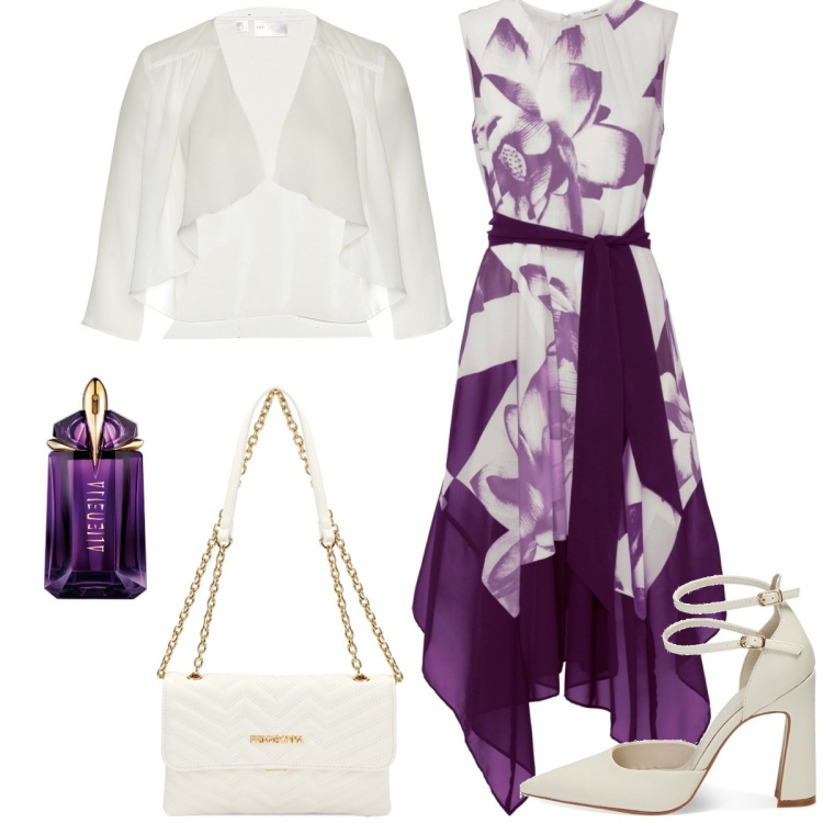 Outfit donna - Cerimonia. Stile Chic per Cerimonia. Abbinamento con blazer, vestiti, profumi, décolleté, borse a tracolla.